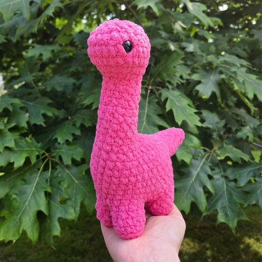 Pink Sparkle Brontosaurus Crochet Plushie - Misfit Item