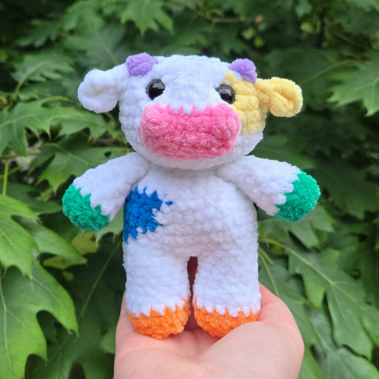 Colorful Cow Crochet Plushie
