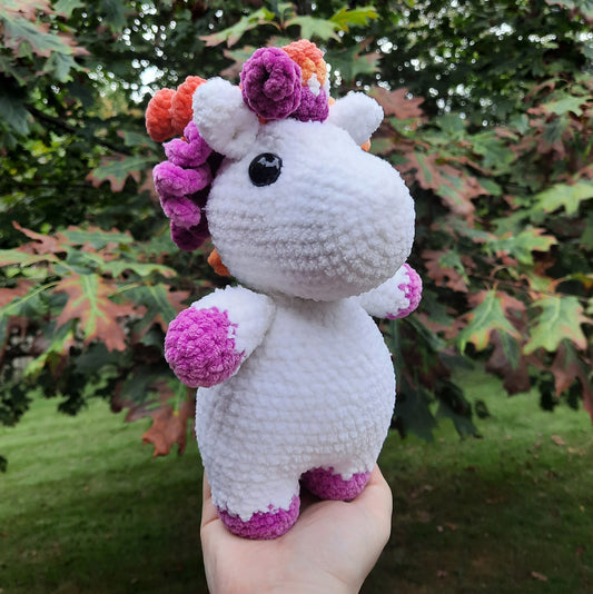Lesbian Pride Unicorn Crochet Plushie (Small) - Misfit Item