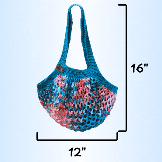 Peacock/Vintage Floral Ombre Mesh Market Bag