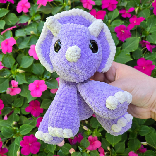 Purple Triceratops Crochet Plushie