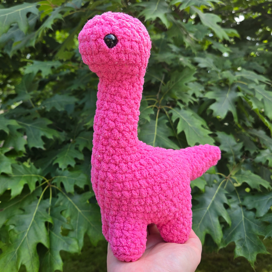 Pink Sparkle Brontosaurus Crochet Plushie - Misfit Item