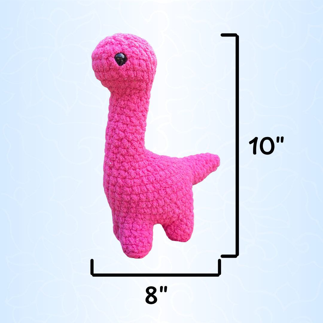 Pink Sparkle Brontosaurus Crochet Plushie - Misfit Item