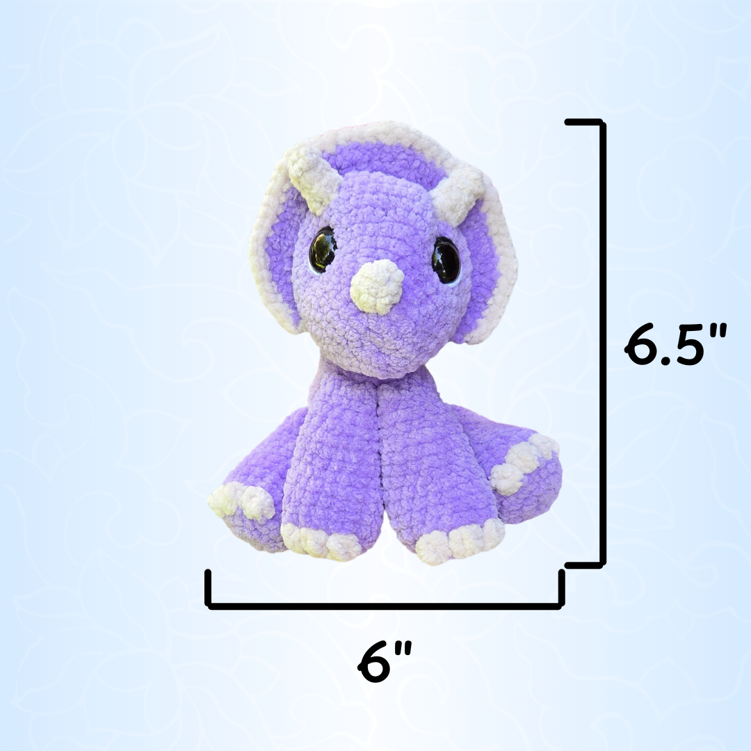 Purple Triceratops Crochet Plushie
