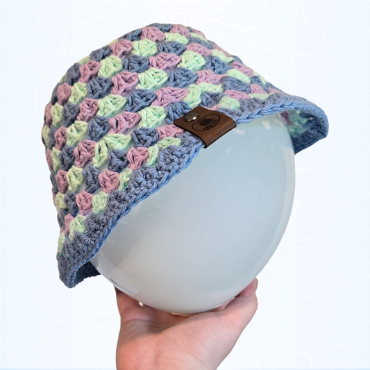 Purple/Seaglass/Blue Granny Stitch Bucket Hat