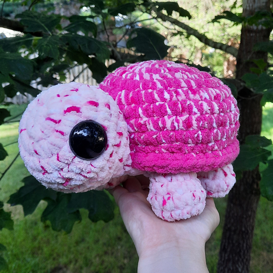Jumbo Pink Turtle Crochet Plushie - Misfit Item