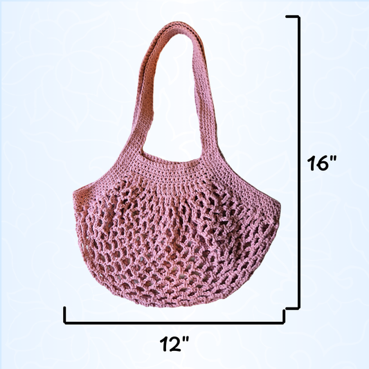 Rose Pink Mesh Market Bag