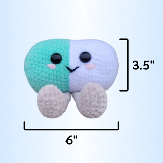 Pill Pal Crochet Plushie (Teal/White)