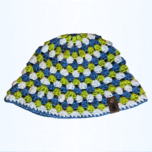 Blue/Green Granny Stitch Bucket Hat