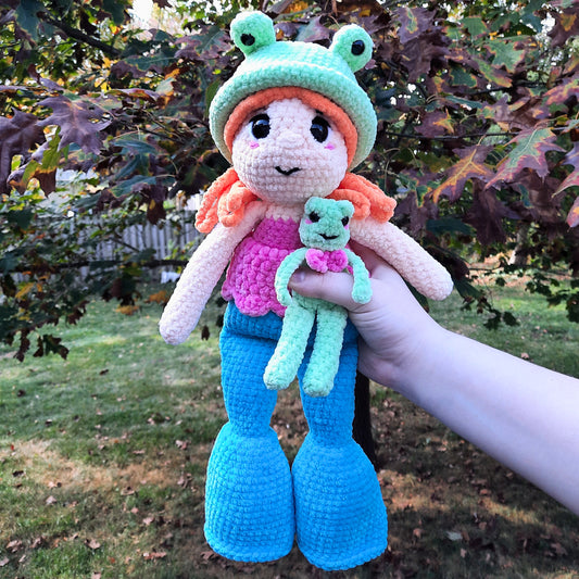 Fergie Doll and Frogbert Ragdoll Crochet Plushie