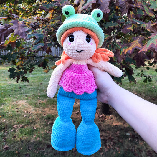 Fergie Doll and Frogbert Ragdoll Crochet Plushie