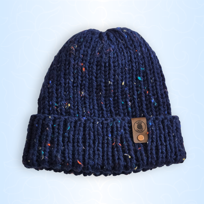 Speckled Navy Chunky Knit Beanie