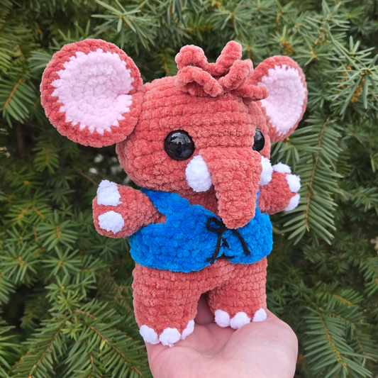 Mammoth in Blue Vest Crochet Plushie