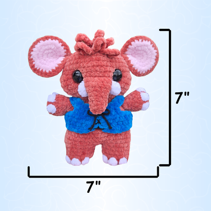 Mammoth in Blue Vest Crochet Plushie