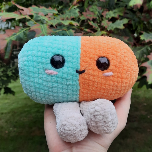 Pill Pal Crochet Plushie (Teal/Orange)