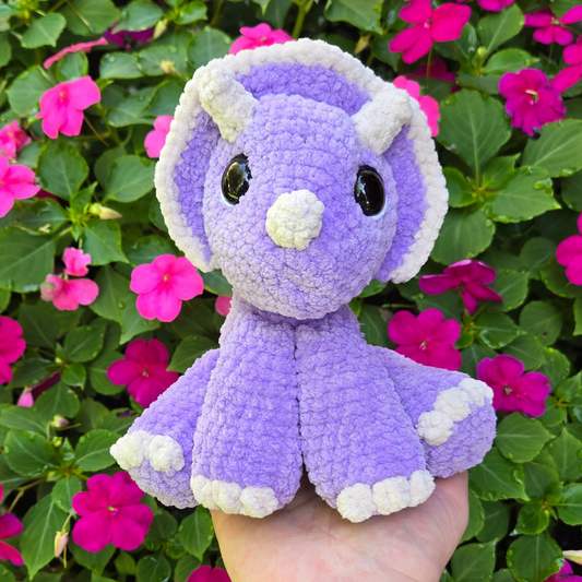 Purple Triceratops Crochet Plushie