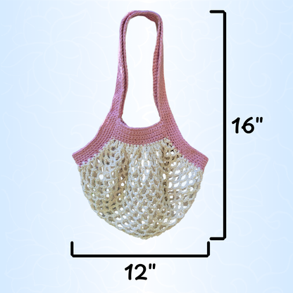 Rose Pink/Ecru Mesh Market Bag
