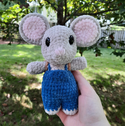 Mouse with Cookie Backpack Crochet Plushie