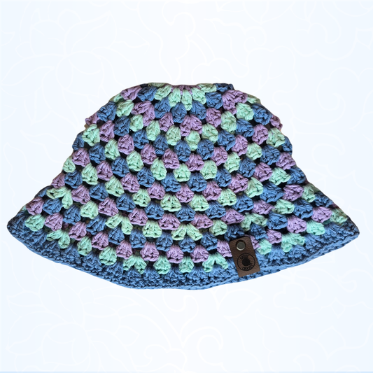 Purple/Seaglass/Blue Granny Stitch Bucket Hat