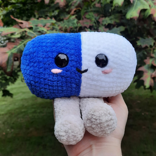 Pill Pal Crochet Plushie (Blue/White)
