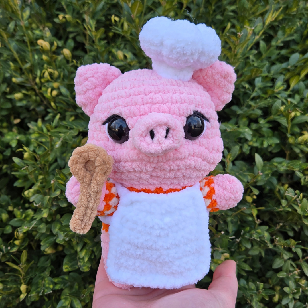 Piggy Baker Crochet Plushie