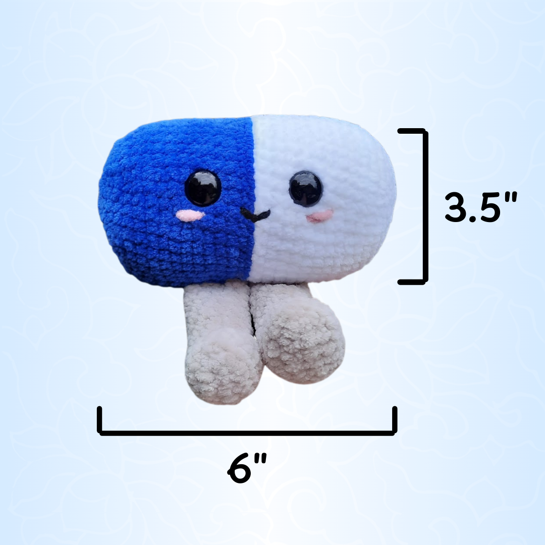 Pill Pal Crochet Plushie (Blue/White)
