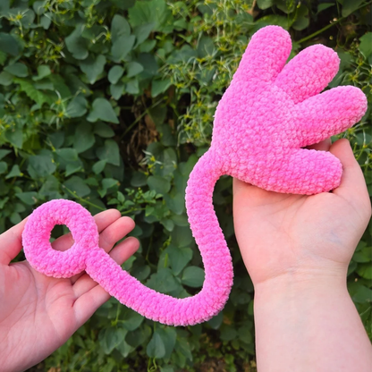 Pink Silly Hand Crochet Plushie