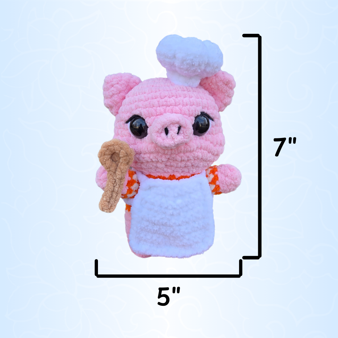 Piggy Baker Crochet Plushie