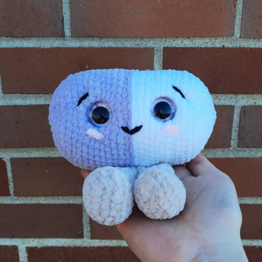Pill Pal Crochet Plushie (Purple/White)