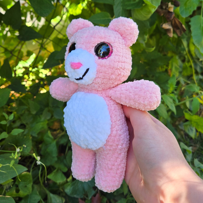 Pink/White Bear Crochet Plushie