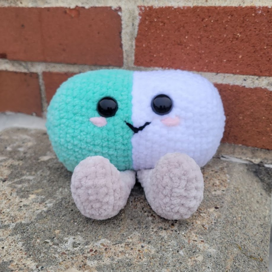 Pill Pal Crochet Plushie (Teal/White)