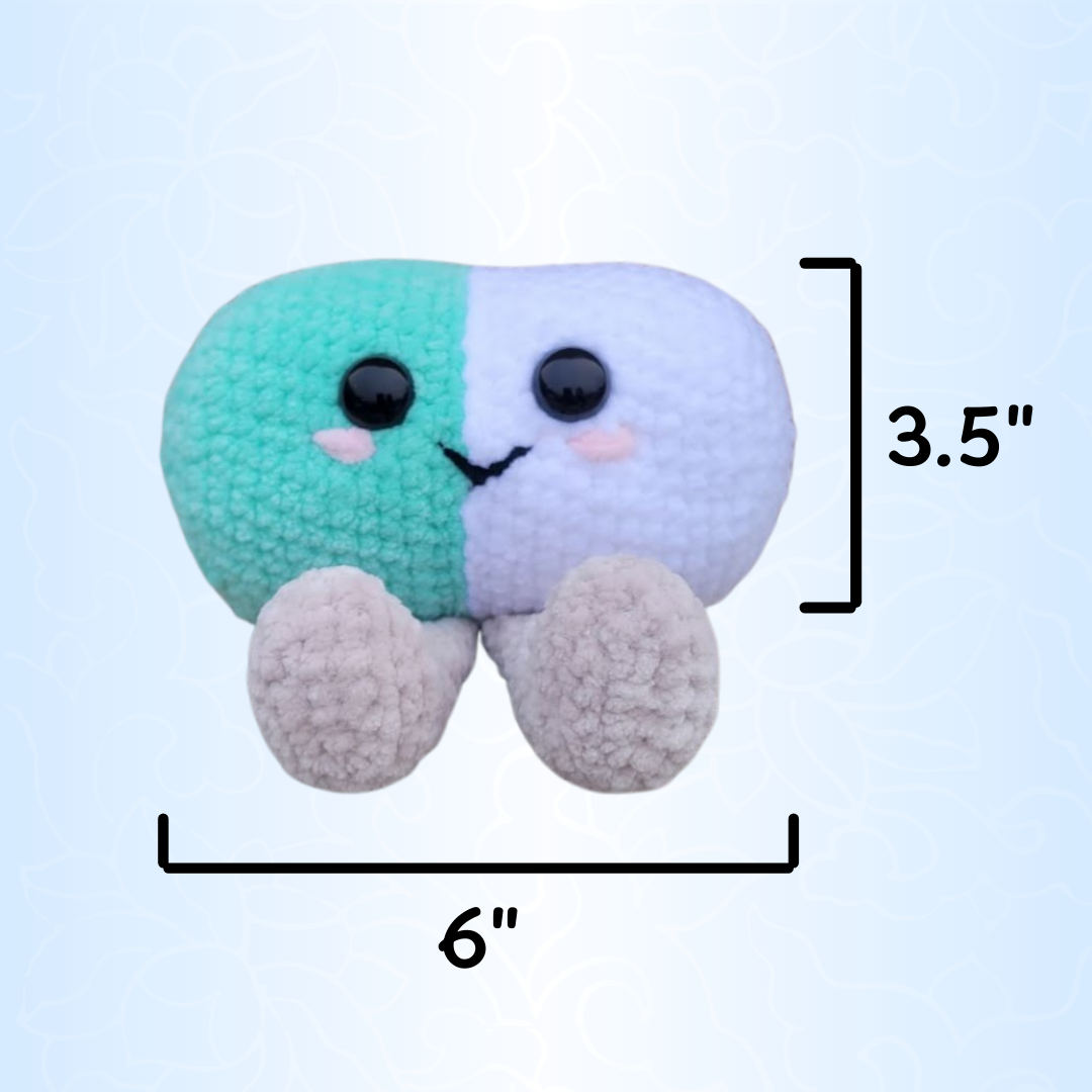 Pill Pal Crochet Plushie (Teal/White)