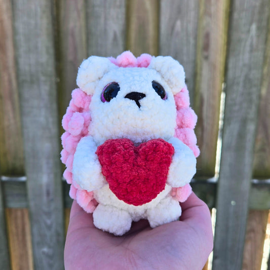 Hedgehog with Heart Crochet Plushie