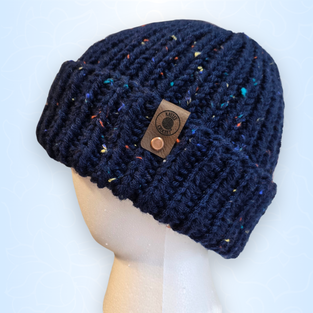 Speckled Navy Chunky Knit Beanie
