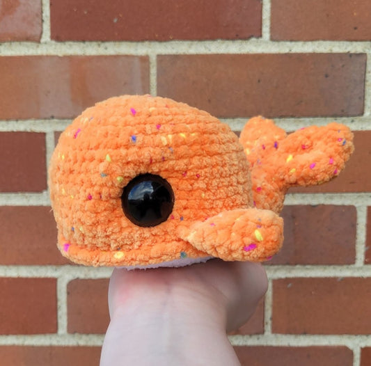 Orange Confetti Whale Crochet Plushie