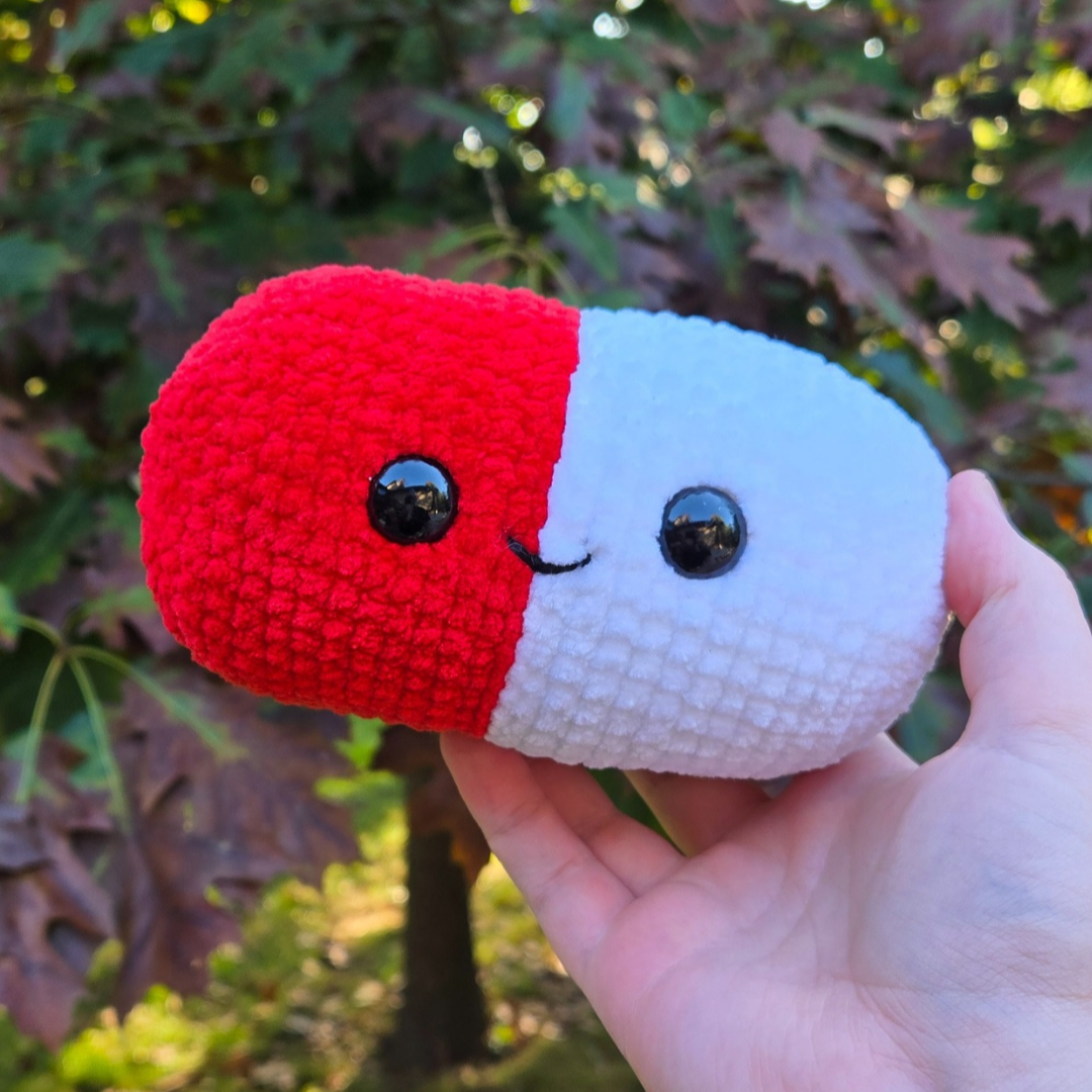 Pill Pal Crochet Plushie (Red/White)