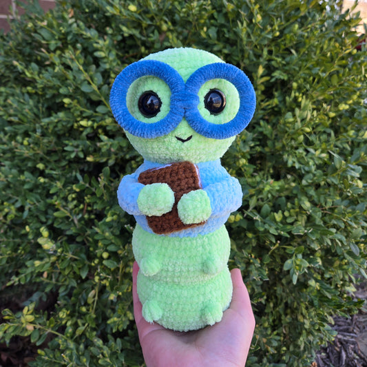 Bookworm Crochet Plushie (Blue)