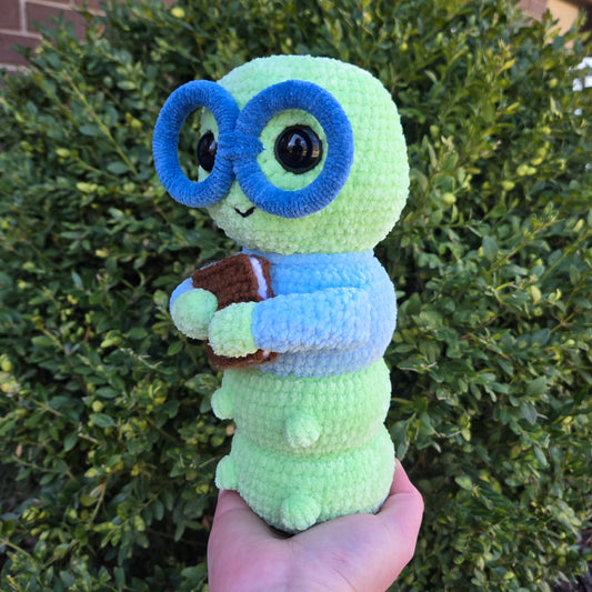 Bookworm Crochet Plushie (Blue)