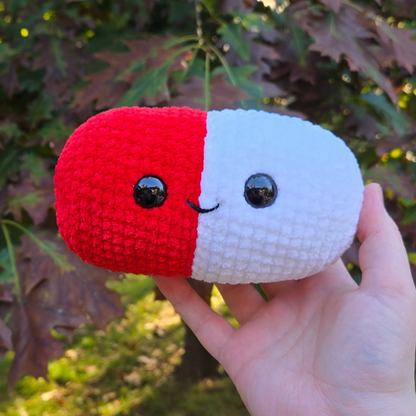 Pill Pal Crochet Plushie (Red/White)