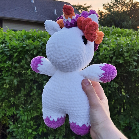 Lesbian Pride Unicorn Crochet Plushie (Large)